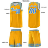 Custom Yellow Powder Blue Personalized Indians Print Sets Sports Uniform Basketball Jersey