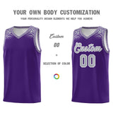 Custom Purple Gray Personalized Indians Print Sets Sports Uniform Basketball Jersey