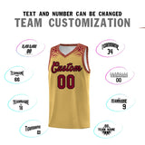 Custom Khaki Crimson Personalized Indians Print Sets Sports Uniform Basketball Jersey