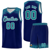 Custom Royal Aqua Personalized Indians Print Sets Sports Uniform Basketball Jersey