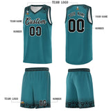 Custom Aqua Black Personalized Indians Print Sets Sports Uniform Basketball Jersey