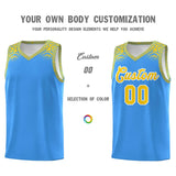 Custom Powder Blue Gold Personalized Indians Print Sets Sports Uniform Basketball Jersey