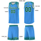 Custom Powder Blue Kelly Green Personalized Indians Print Sets Sports Uniform Basketball Jersey
