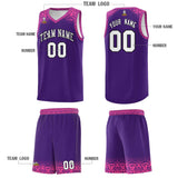 Custom Purple Pink Personalized Indians Print Sets Sports Uniform Basketball Jersey