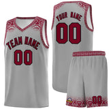 Custom Gray Crimson Personalized Indians Print Sets Sports Uniform Basketball Jersey