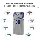 Custom Gray Royal Personalized Indians Print Sets Sports Uniform Basketball Jersey