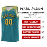 Custom Aqua Yellow Personalized Indians Print Sets Sports Uniform Basketball Jersey
