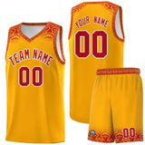 Custom Yellow Red Personalized Indians Print Sets Sports Uniform Basketball Jersey