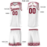 Custom White Crimson Personalized Indians Print Sets Sports Uniform Basketball Jersey