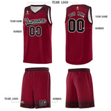 Custom Crimson Black Personalized Indians Print Sets Sports Uniform Basketball Jersey