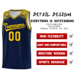 Custom Navy Gold Personalized Indians Print Sets Sports Uniform Basketball Jersey