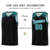 Custom Black Aqua Personalized Indians Print Sets Sports Uniform Basketball Jersey