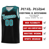 Custom Black Aqua Personalized Indians Print Sets Sports Uniform Basketball Jersey