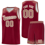 Custom Crimson Teabrown Personalized Indians Print Sets Sports Uniform Basketball Jersey