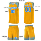 Custom Yellow Powder Blue Personalized Indians Print Sets Sports Uniform Basketball Jersey