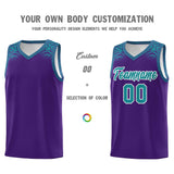 Custom Purple Aqua Personalized Indians Print Sets Sports Uniform Basketball Jersey