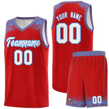 Custom Red Powder Blue Personalized Indians Print Sets Sports Uniform Basketball Jersey