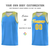 Custom Powder Blue Gold Personalized Indians Print Sets Sports Uniform Basketball Jersey