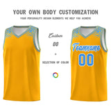 Custom Yellow Powder Blue Personalized Indians Print Sets Sports Uniform Basketball Jersey