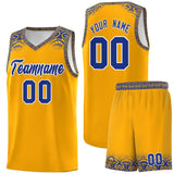 Custom Yellow Royal Personalized Indians Print Sets Sports Uniform Basketball Jersey