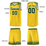Custom Gold Green Personalized Indians Print Sets Sports Uniform Basketball Jersey