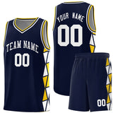Custom Traditional Side Two-Color Triangle Splicing Sports Uniform Basketball Jersey Printed Logo Number
