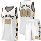 Custom Tank Top Side Two-Color Triangle Splicing Sports Uniform Basketball Jersey Printed Logo Number