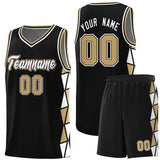 Custom Hip Hop Side Two-Color Triangle Splicing Sports Uniform Basketball Jersey Text Logo Number