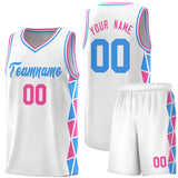 Custom Personalized Side Two-Color Triangle Splicing Sports Uniform Basketball Jersey For Adult