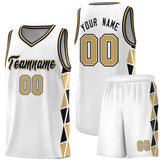 Custom Personalized Side Two-Color Triangle Splicing Sports Uniform Basketball Jersey For Adult