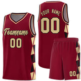 Custom Personalized Side Two-Color Triangle Splicing Sports Uniform Basketball Jersey For Adult