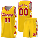 Custom Hip Hop Side Two-Color Triangle Splicing Sports Uniform Basketball Jersey Text Logo Number
