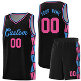 Custom Tank Top Side Two-Color Triangle Splicing Sports Uniform Basketball Jersey Text Logo Number