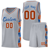 Custom Tank Top Side Two-Color Triangle Splicing Sports Uniform Basketball Jersey Text Logo Number
