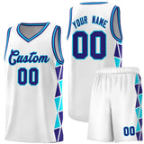 Custom Tank Top Side Two-Color Triangle Splicing Sports Uniform Basketball Jersey Text Logo Number