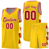 Custom Tank Top Side Two-Color Triangle Splicing Sports Uniform Basketball Jersey Add Logo Number
