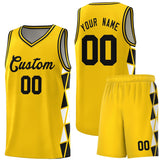 Custom Tank Top Side Two-Color Triangle Splicing Sports Uniform Basketball Jersey Text Logo Number