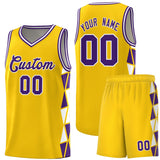 Custom Tank Top Side Two-Color Triangle Splicing Sports Uniform Basketball Jersey Text Logo Number