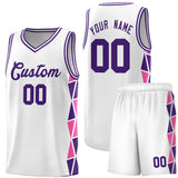Custom Tank Top Side Two-Color Triangle Splicing Sports Uniform Basketball Jersey Text Logo Number