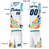 Custom White Gradient Graffiti Pattern Sports Uniform Basketball Jersey