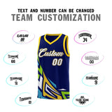Custom Navy Gradient Graffiti Pattern Sports Uniform Basketball Jersey