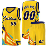 Custom Gold Gradient Graffiti Pattern Sports Uniform Basketball Jersey