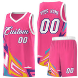 Custom Pink Gradient Graffiti Pattern Sports Uniform Basketball Jersey