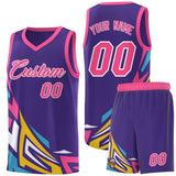 Custom Purple Gradient Graffiti Pattern Sports Uniform Basketball Jersey