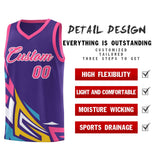 Custom Purple Gradient Graffiti Pattern Sports Uniform Basketball Jersey