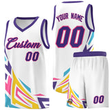 Custom White Gradient Graffiti Pattern Sports Uniform Basketball Jersey