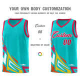 Custom Aqua Gradient Graffiti Pattern Sports Uniform Basketball Jersey