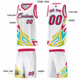 Custom White Gradient Graffiti Pattern Sports Uniform Basketball Jersey