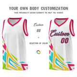 Custom White Gradient Graffiti Pattern Sports Uniform Basketball Jersey