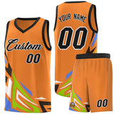 Custom Gold Orange Gradient Graffiti Pattern Sports Uniform Basketball Jersey